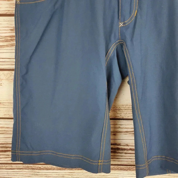 Houdini Mens Large Blue/Yellow Flat Front Chino Shorts #61 - Picture 4 of 11